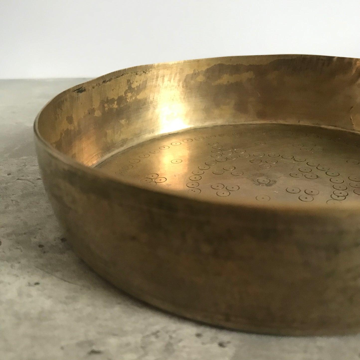 Antique Brass Shallow Singing Bowl / Flower Vessel