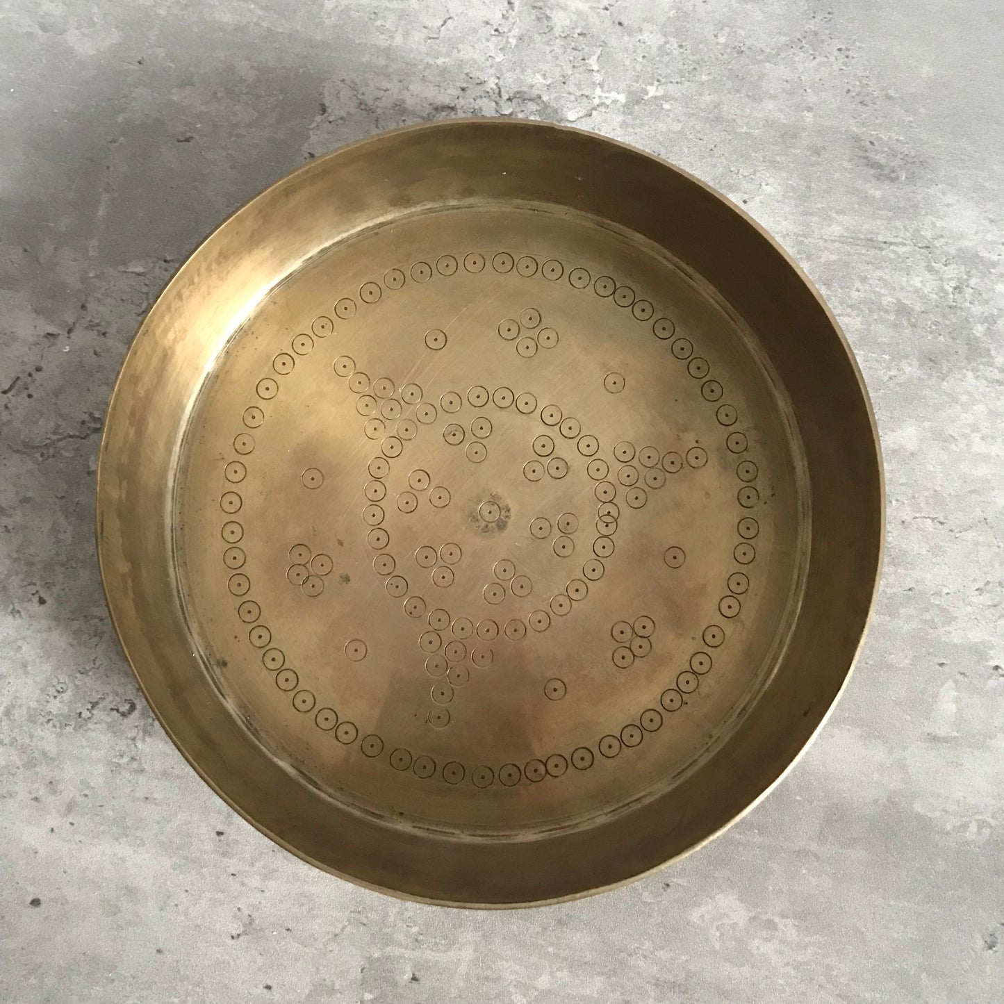 Antique Brass Shallow Singing Bowl / Flower Vessel