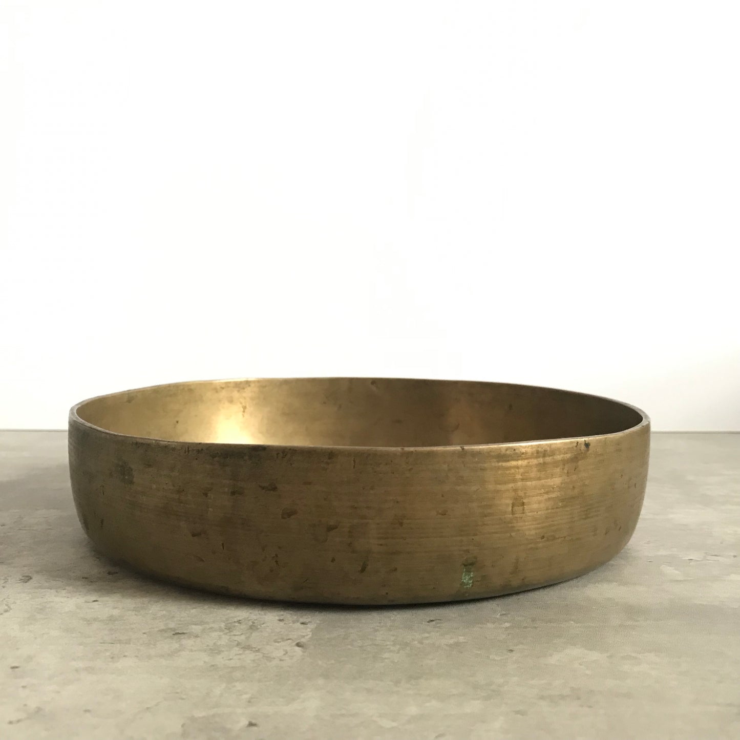 Antique Brass Shallow Singing Bowl / Flower Vessel