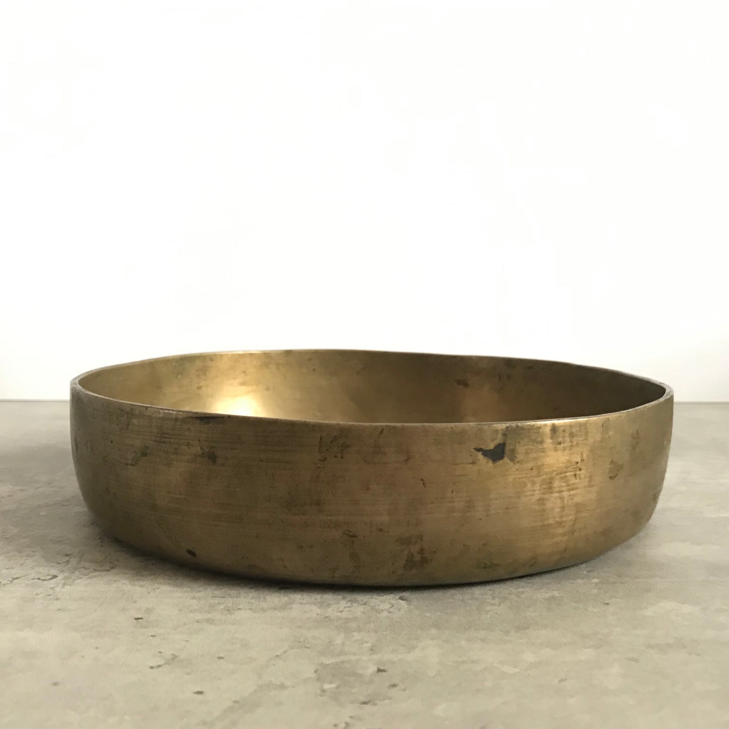 Antique Brass Shallow Singing Bowl / Flower Vessel