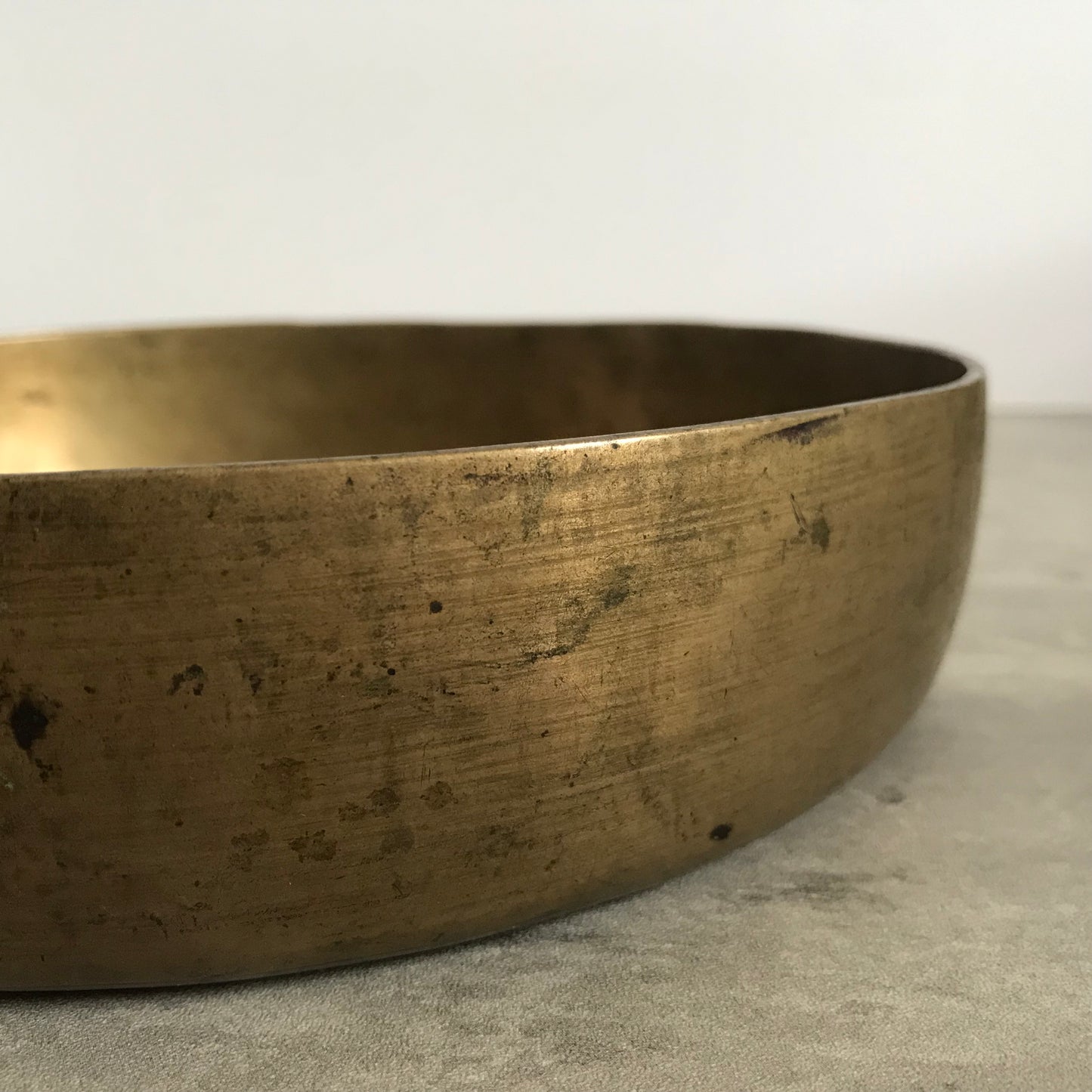 Antique Brass Shallow Singing Bowl / Flower Vessel